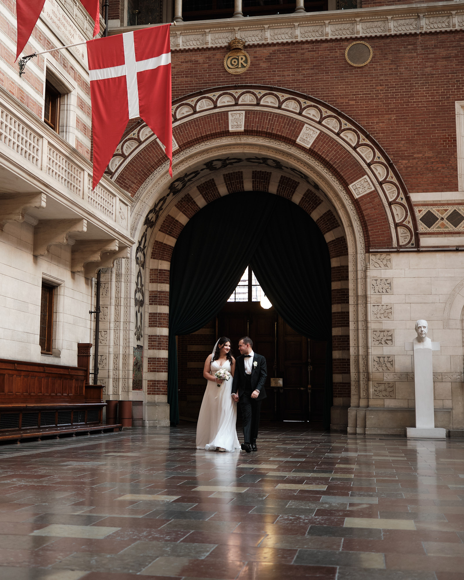 Cinematic wedding portrait in Copenhagen